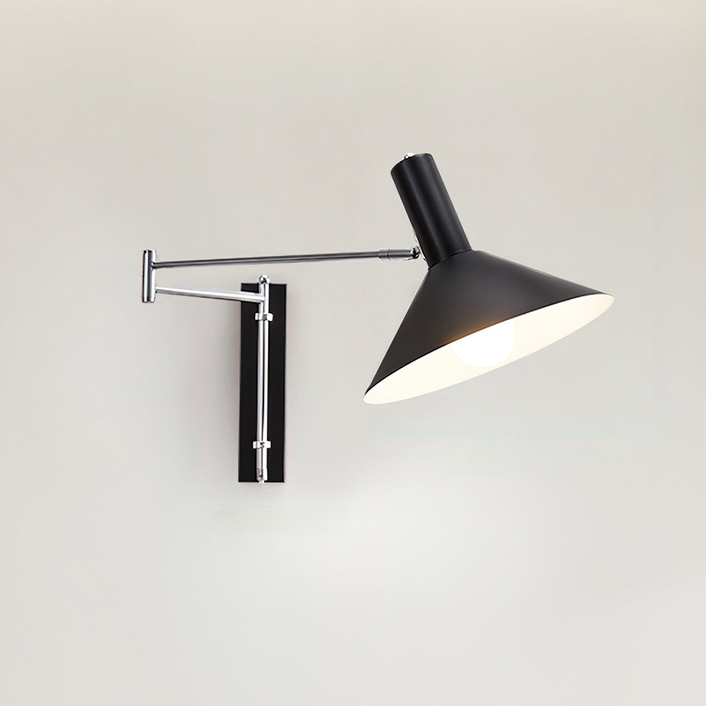 Wall Lamp Modern Adjustable Metal Arm Red Shade Reading Light