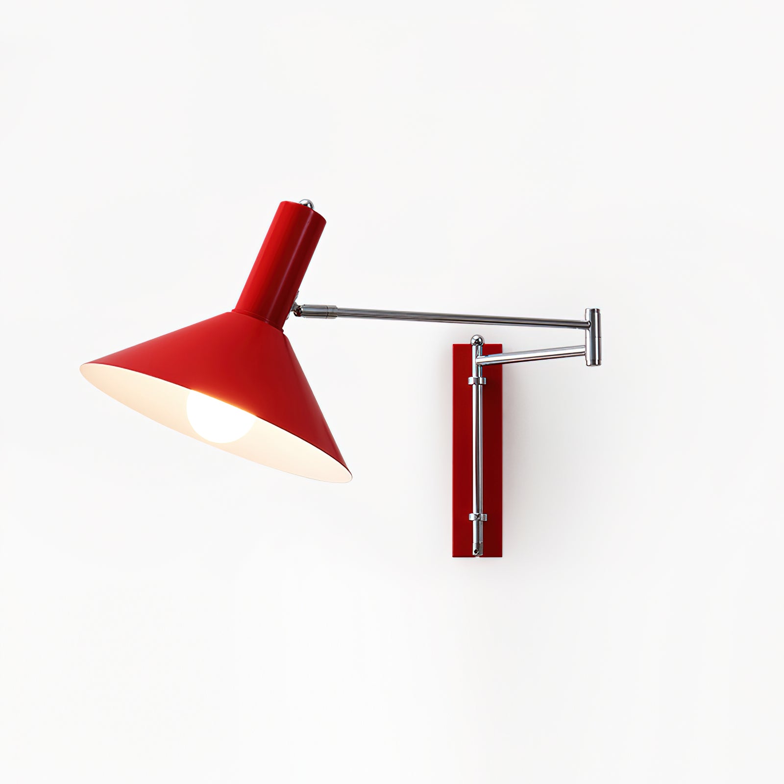 Wall Lamp Modern Adjustable Metal Arm Red Shade Reading Light