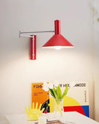 Wall Lamp Modern Adjustable Metal Arm Red Shade Reading Light