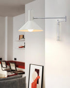 Wall Lamp Modern Adjustable Metal Arm Red Shade Reading Light