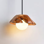 Tiffany Sculptural Wood Canopy Pendant Light