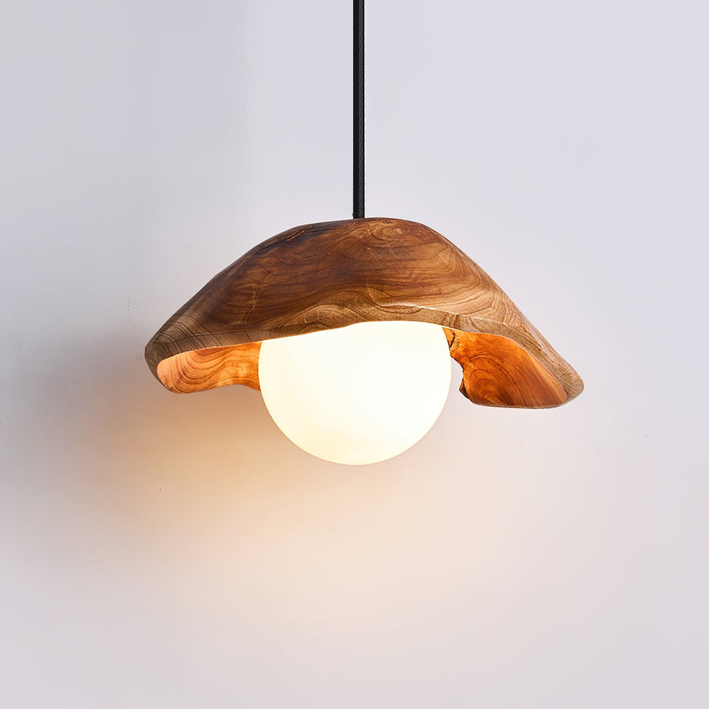 Tiffany Sculptural Wood Canopy Pendant Light