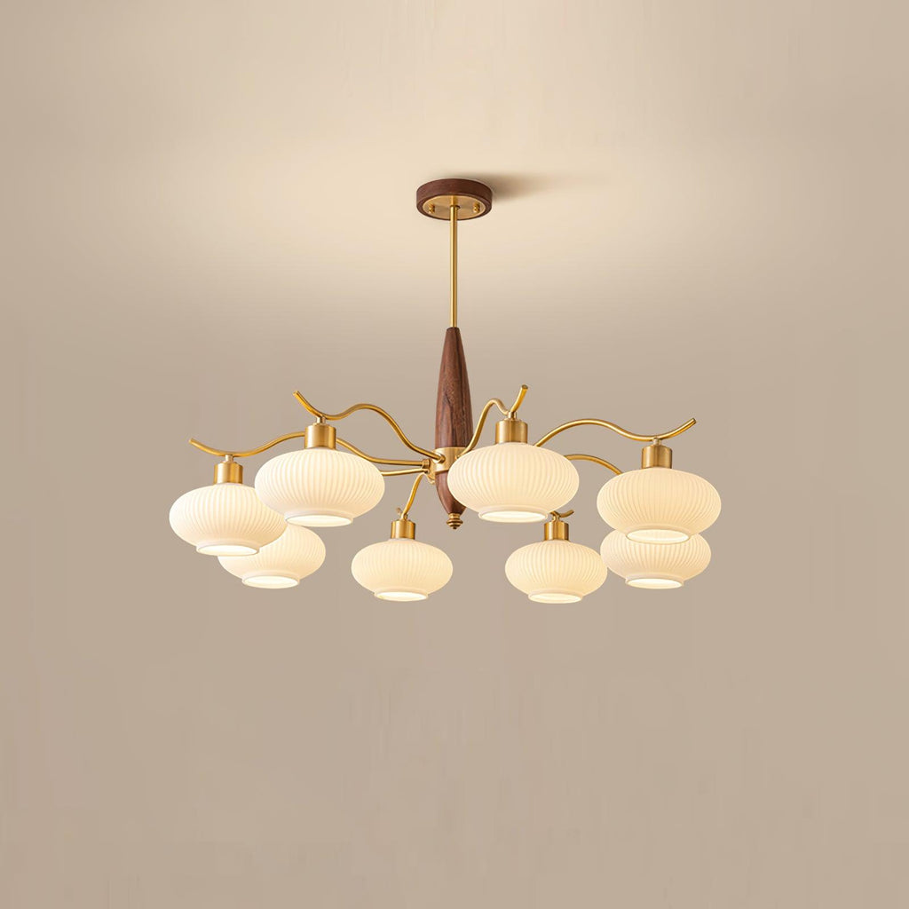 Cavien Brass and Walnut Chandelier