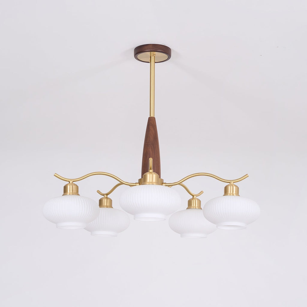 Cavien Brass and Walnut Chandelier