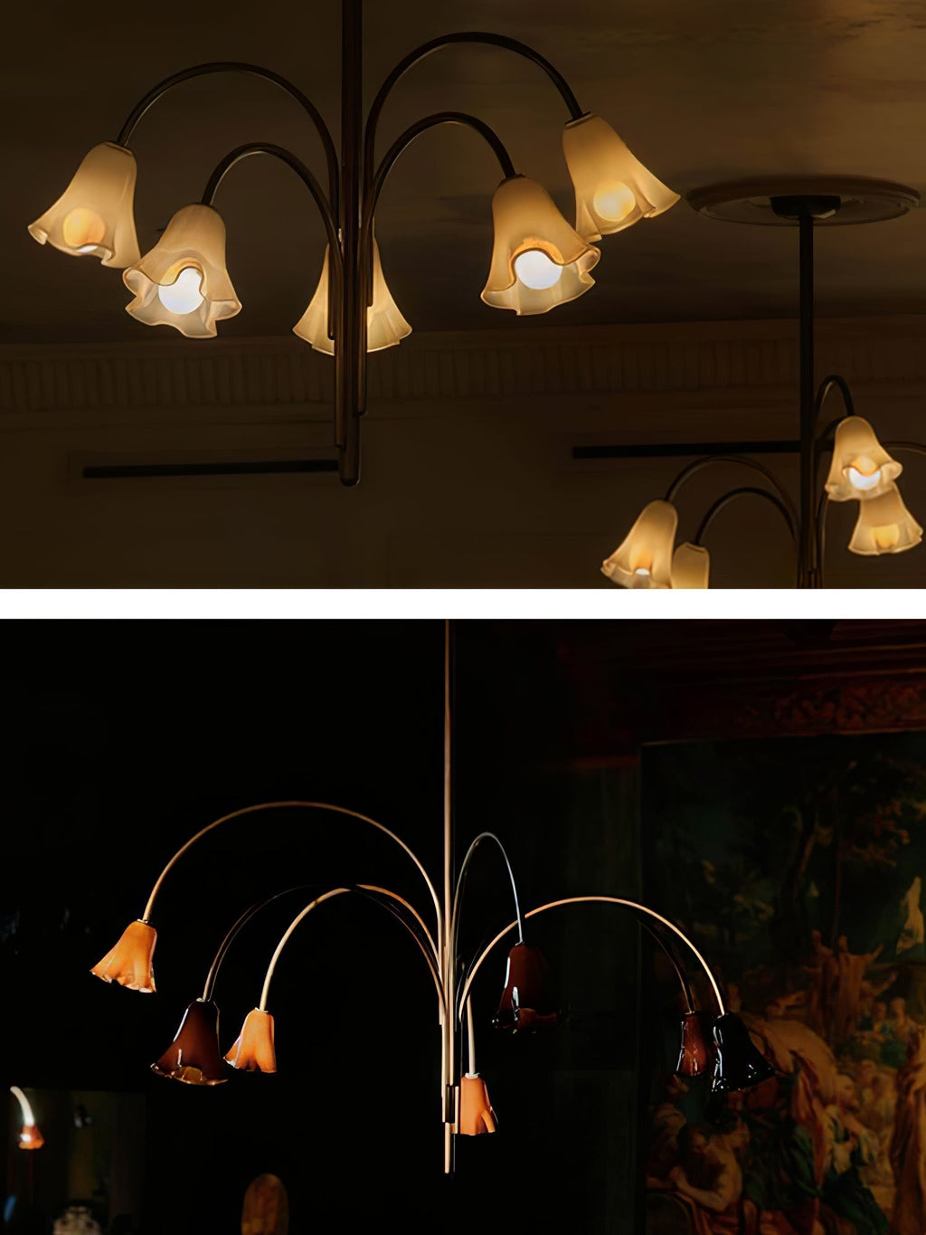 Aurora Chandelier Blossom Petal Glass Arms