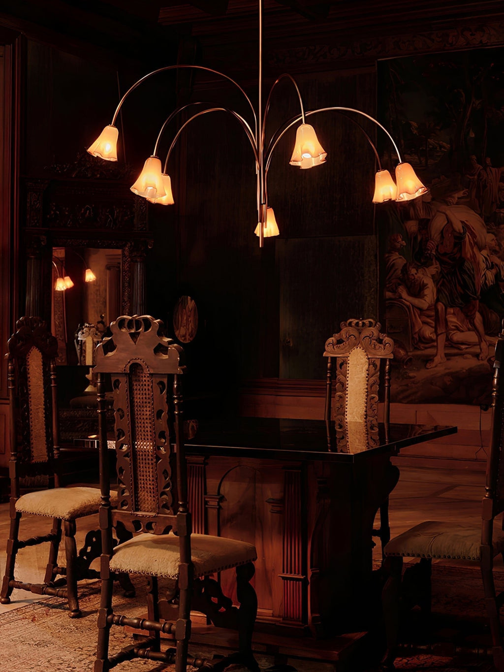 Aurora Chandelier Blossom Petal Glass Arms