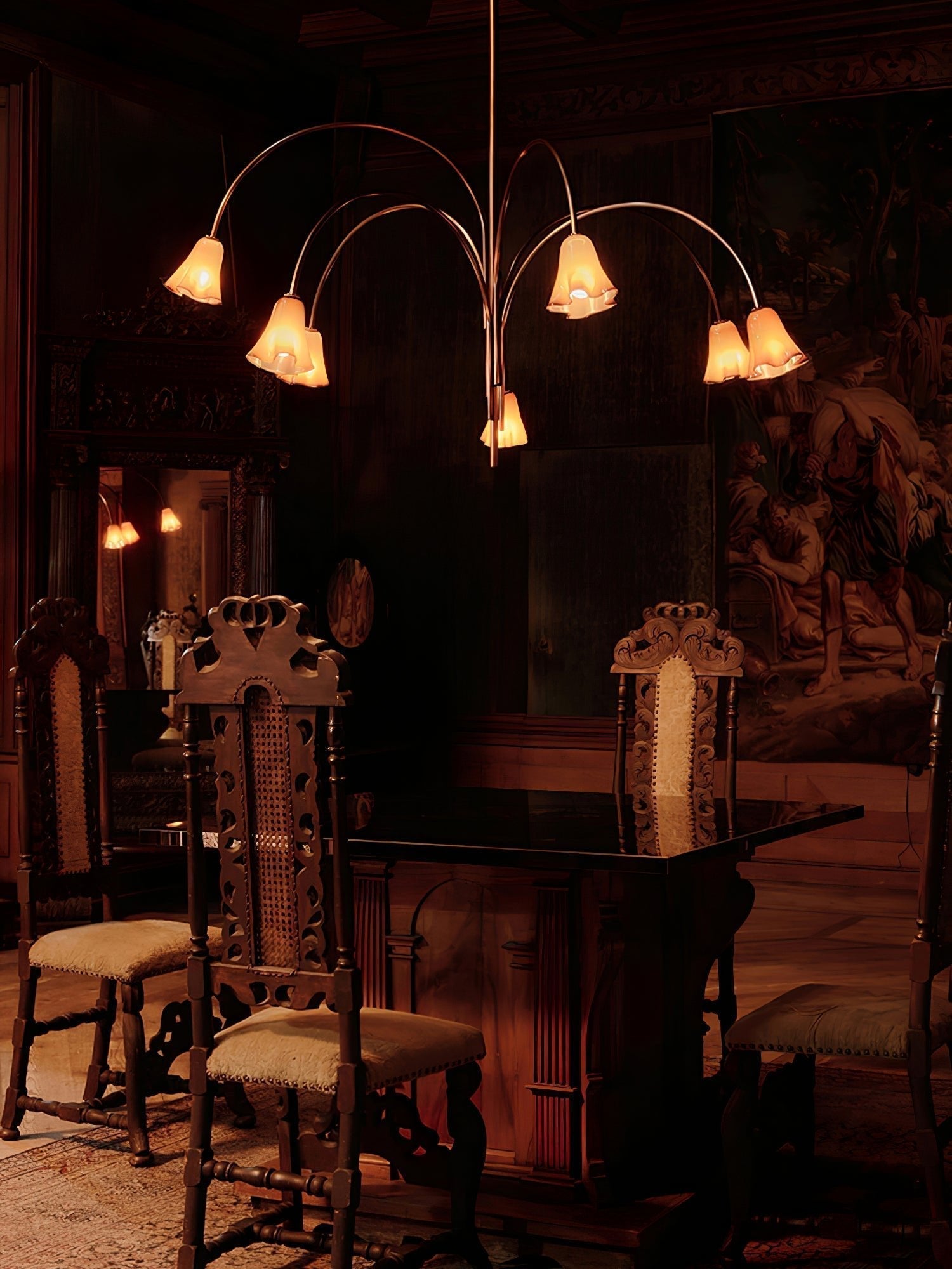 Aurora Chandelier Blossom Petal Glass Arms