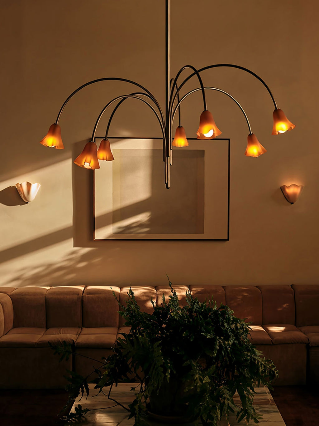 Aurora Chandelier Blossom Petal Glass Arms
