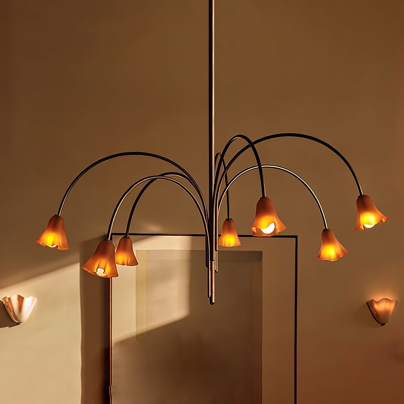 Aurora Chandelier Blossom Petal Glass Arms