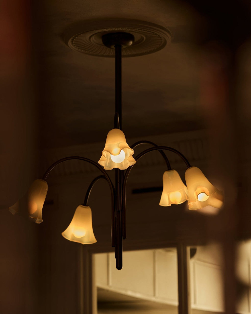 Aurora Chandelier Blossom Petal Glass Arms