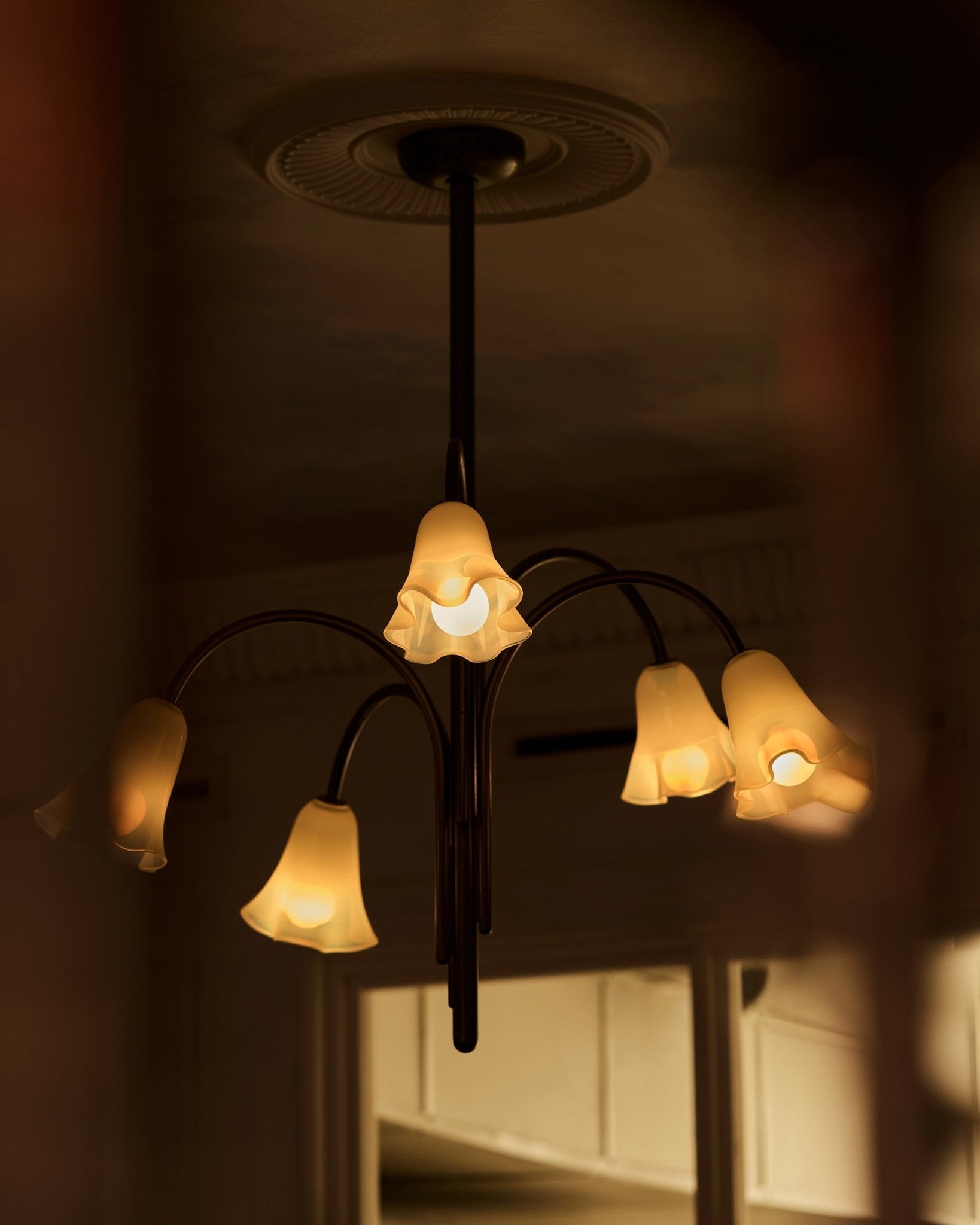 Aurora Chandelier Blossom Petal Glass Arms
