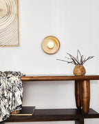 Wall Lamp Ceramic Orbit Disc with Glass Globe Entryway Modern