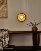 Wall Lamp Ceramic Orbit Disc with Glass Globe Entryway Modern