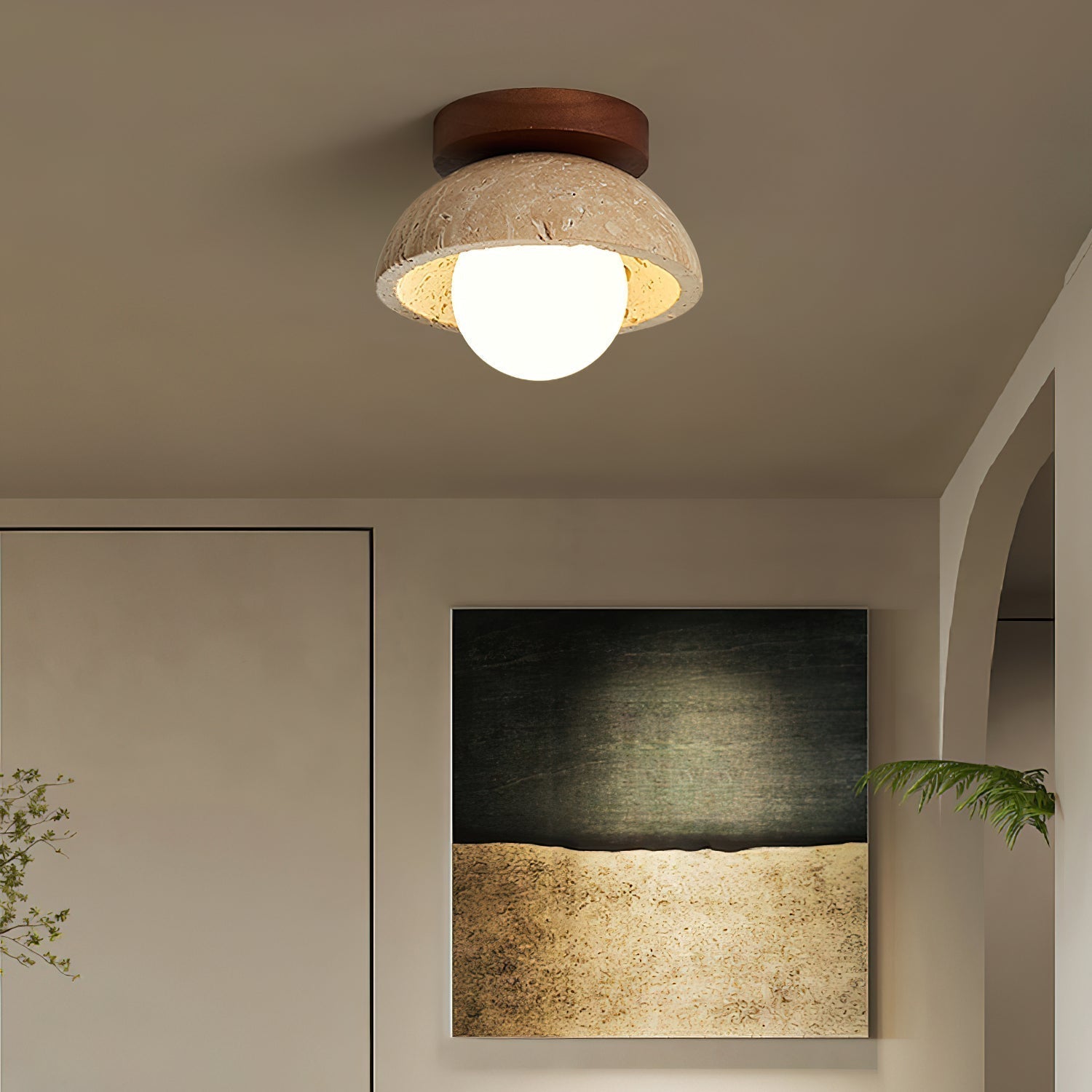 Ritta Minimalist Travertine Ceiling Light