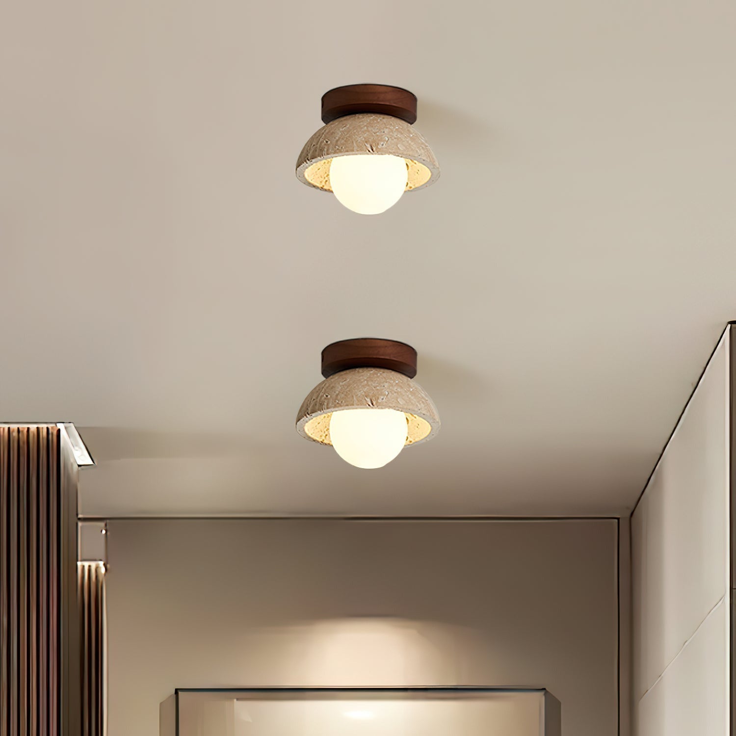 Ritta Minimalist Travertine Ceiling Light