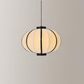 Pendant Lamp Fabric Lantern Shade Metal Frame Vintage