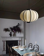 Pendant Lamp Fabric Lantern Shade Metal Frame Vintage