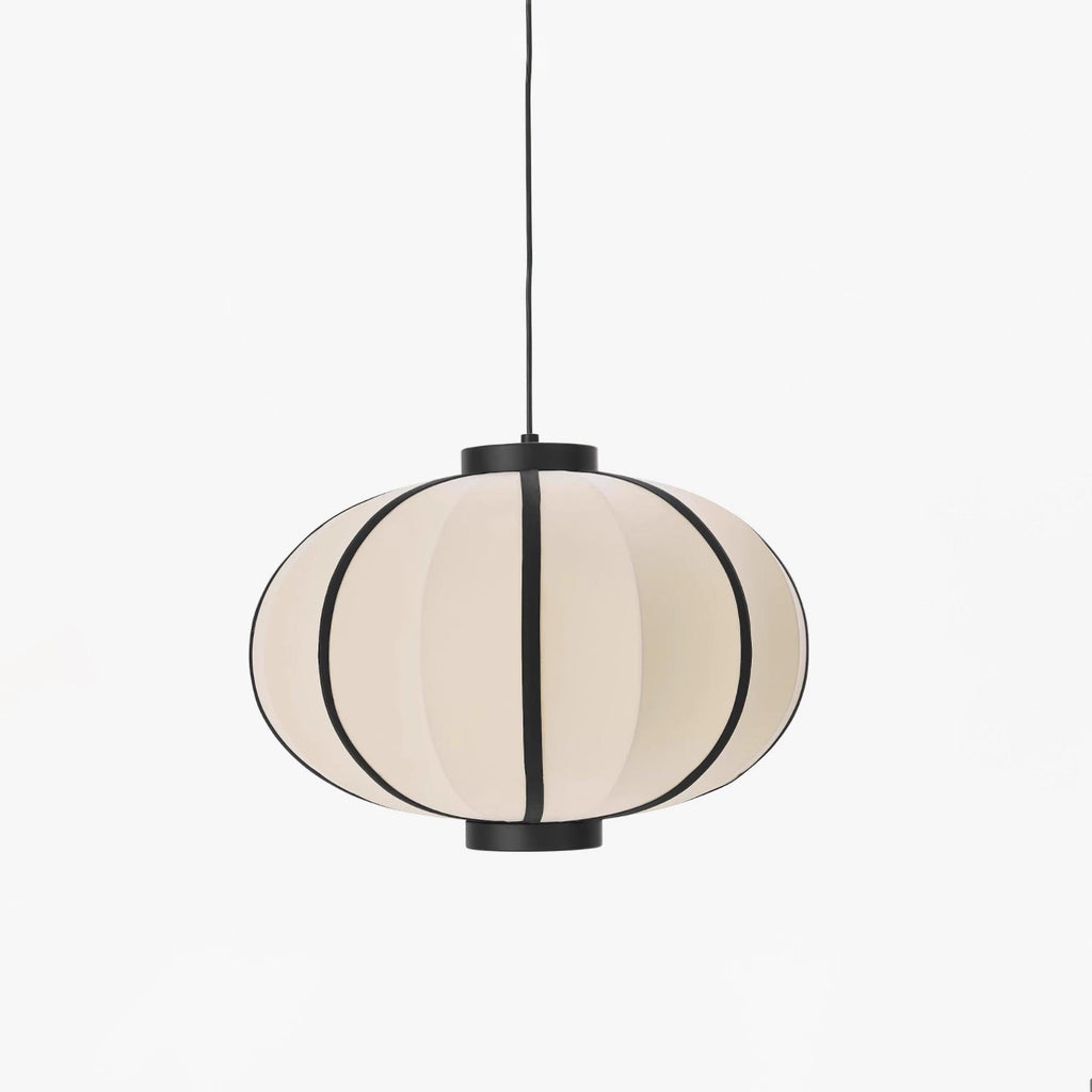 Pendant Lamp Fabric Lantern Shade Metal Frame Vintage