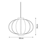 Pendant Lamp Fabric Lantern Shade Metal Frame Vintage