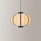 Pendant Lamp Fabric Lantern Shade Metal Frame Vintage