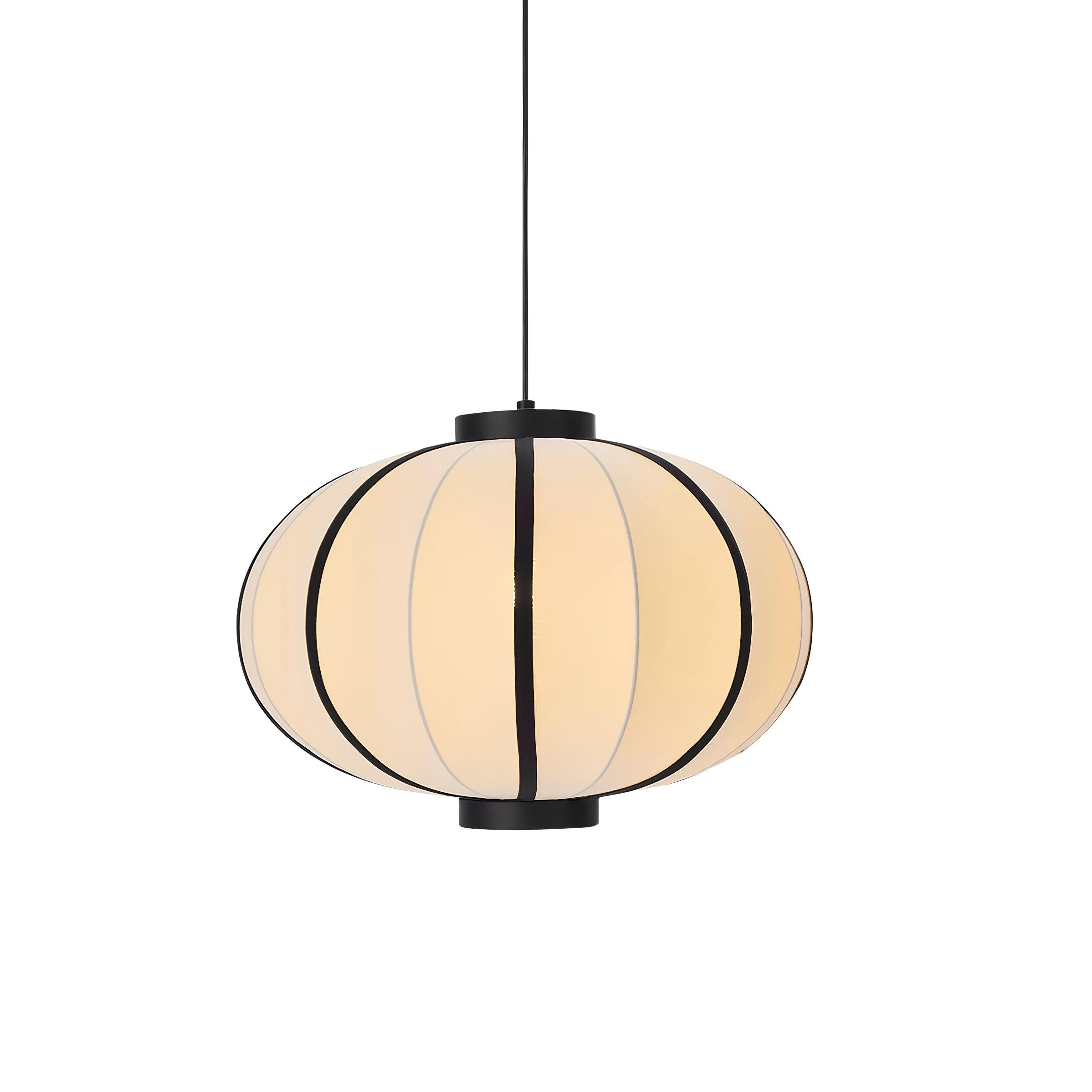 Pendant Lamp Fabric Lantern Shade Metal Frame Vintage