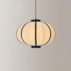 Pendant Lamp Fabric Lantern Shade Metal Frame Vintage
