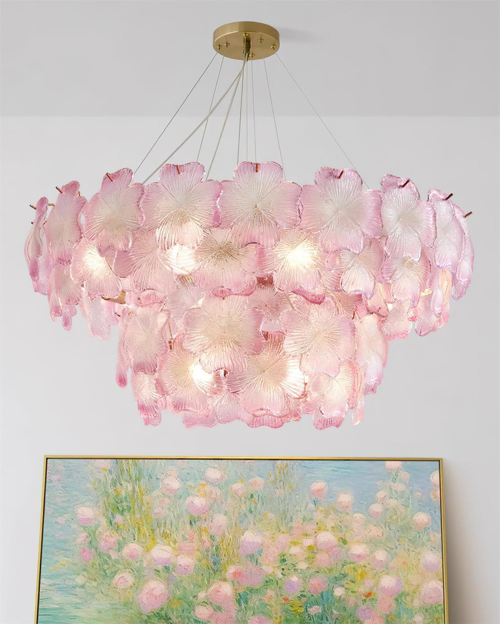 Ophelis Pink Flower Glass Chandelier
