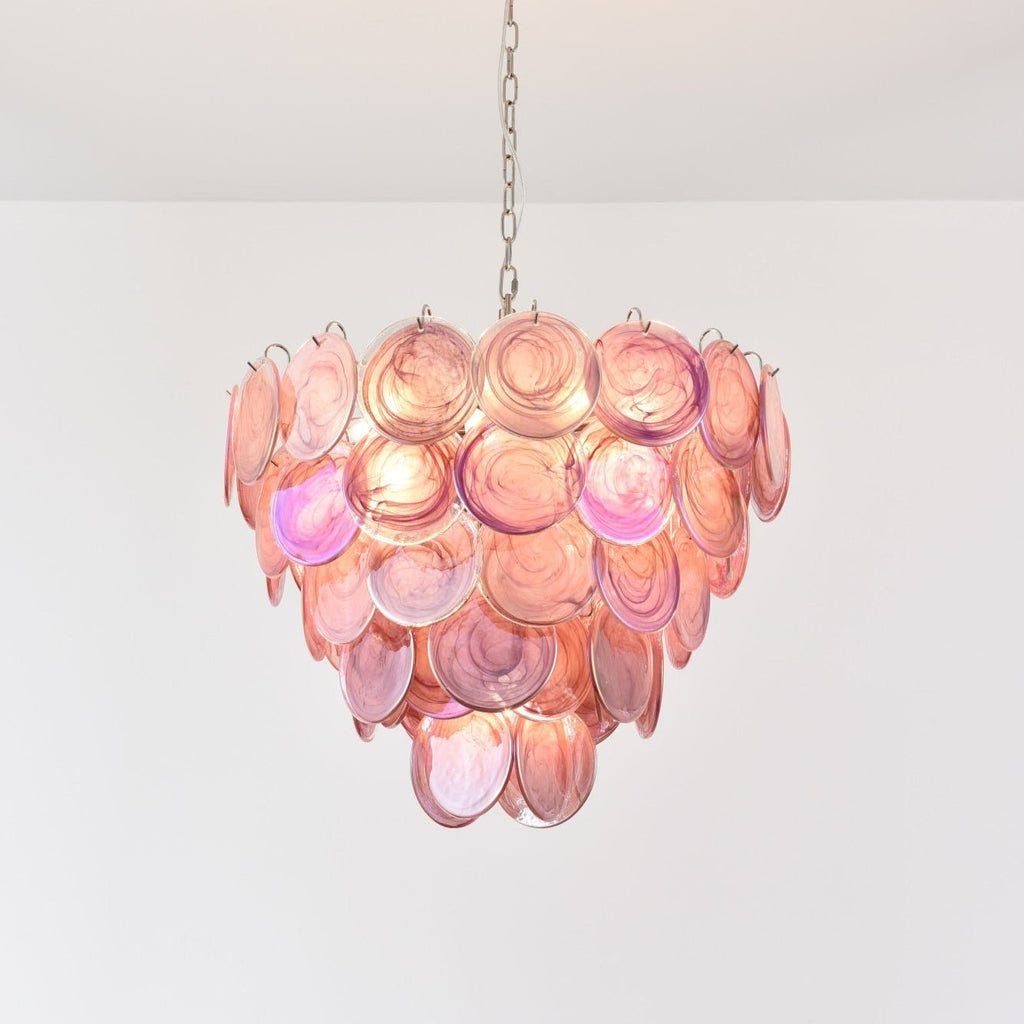 Aurora Chandelier Pink Murano Disc Layered