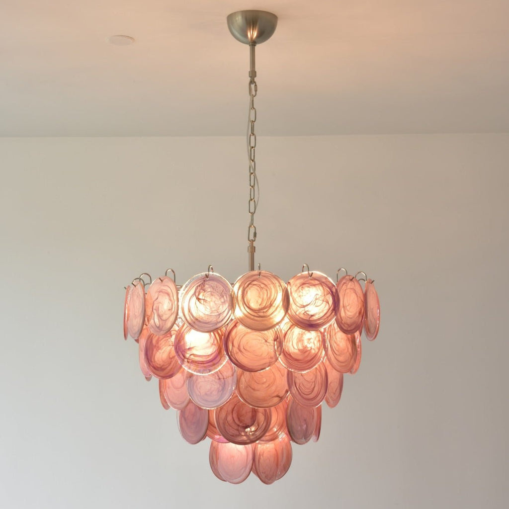 Aurora Chandelier Pink Murano Disc Layered