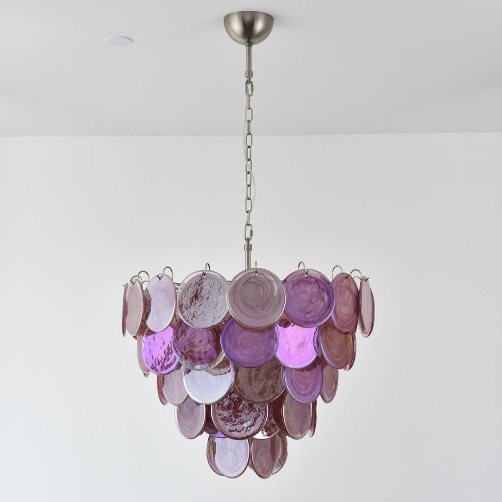 Aurora Chandelier Pink Murano Disc Layered