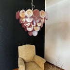 Aurora Chandelier Pink Murano Disc Layered