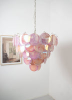 Aurora Chandelier Pink Murano Disc Layered