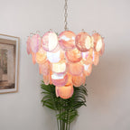 Aurora Chandelier Pink Murano Disc Layered