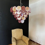 Aurora Chandelier Pink Murano Disc Layered