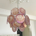 Aurora Chandelier Pink Murano Glass Disc Vintage Charm