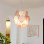 Aurora Chandelier Pink Murano Glass Disc Vintage Charm