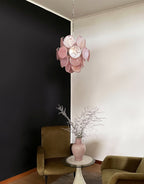 Aurora Chandelier Pink Murano Glass Disc Vintage Charm