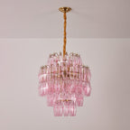 Aurora Chandelier Pink Murano Glass Layered Glam