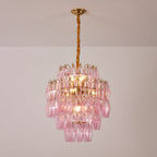 Aurora Chandelier Pink Murano Glass Layered Glam