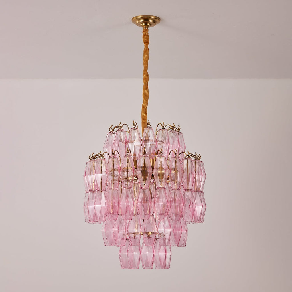 Aurora Chandelier Pink Murano Glass Layered Glam