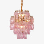 Aurora Chandelier Pink Murano Glass Layered Glam
