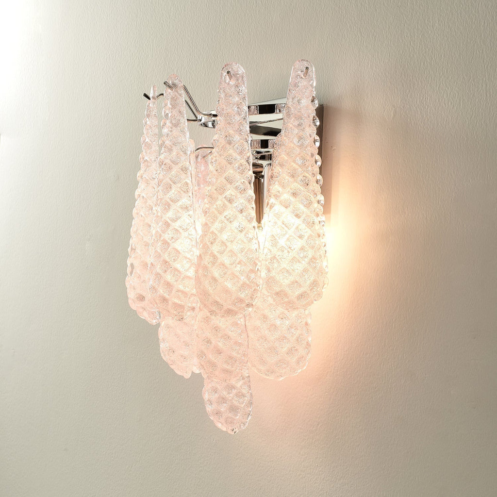 Aurora Wall Sconce Pink Waffle Glass Modern