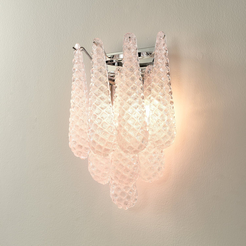 Aurora Wall Sconce Pink Waffle Glass Modern