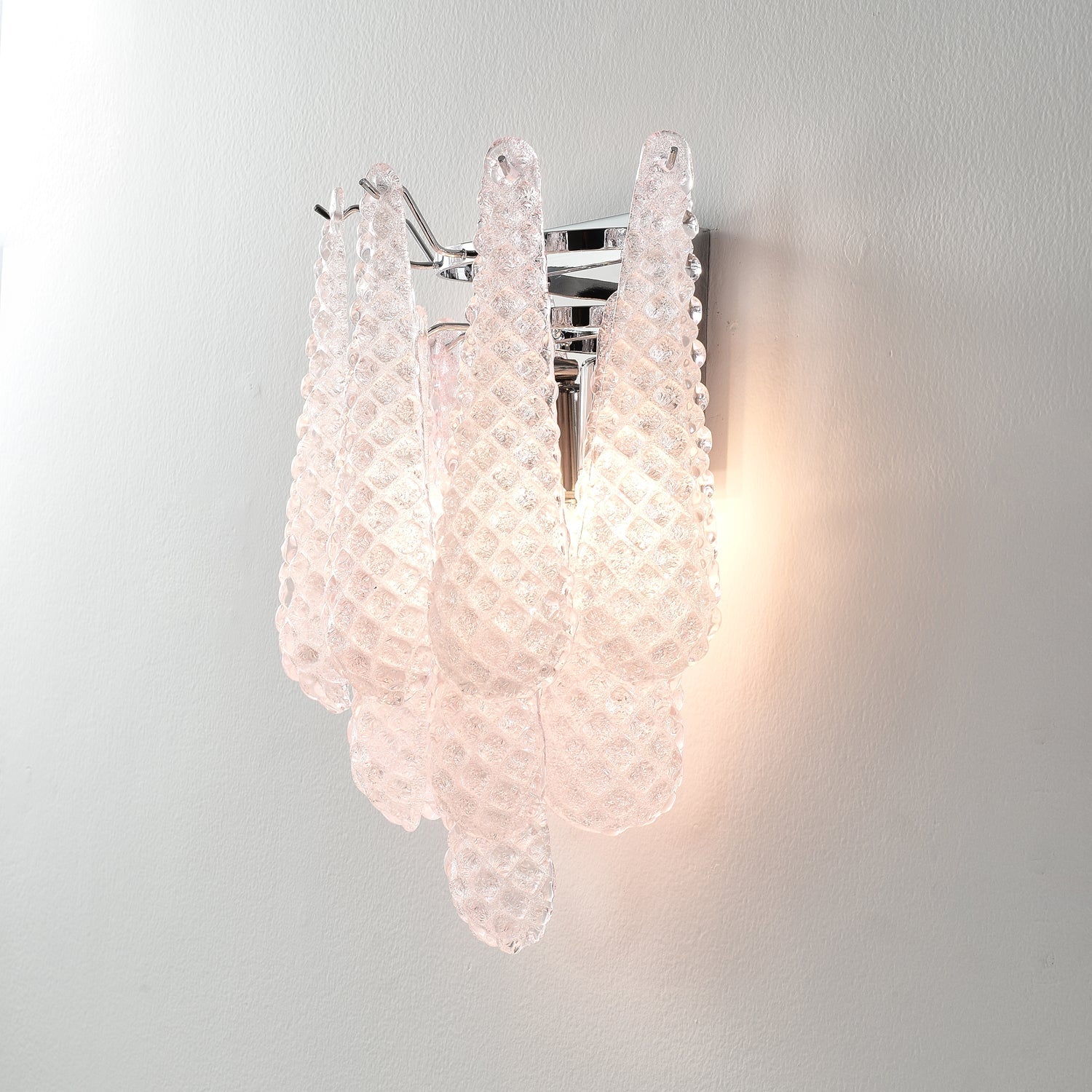 Aurora Wall Sconce Pink Waffle Glass Modern