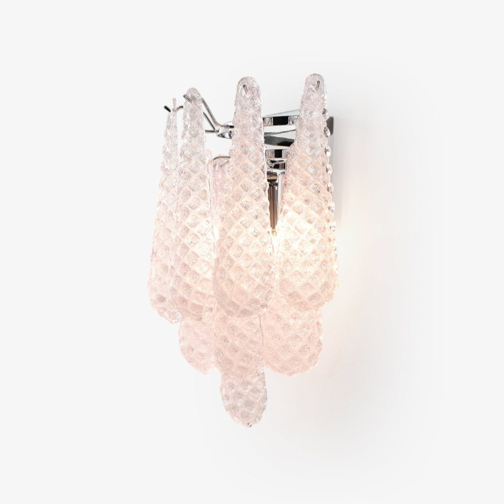 Aurora Wall Sconce Pink Waffle Glass Modern