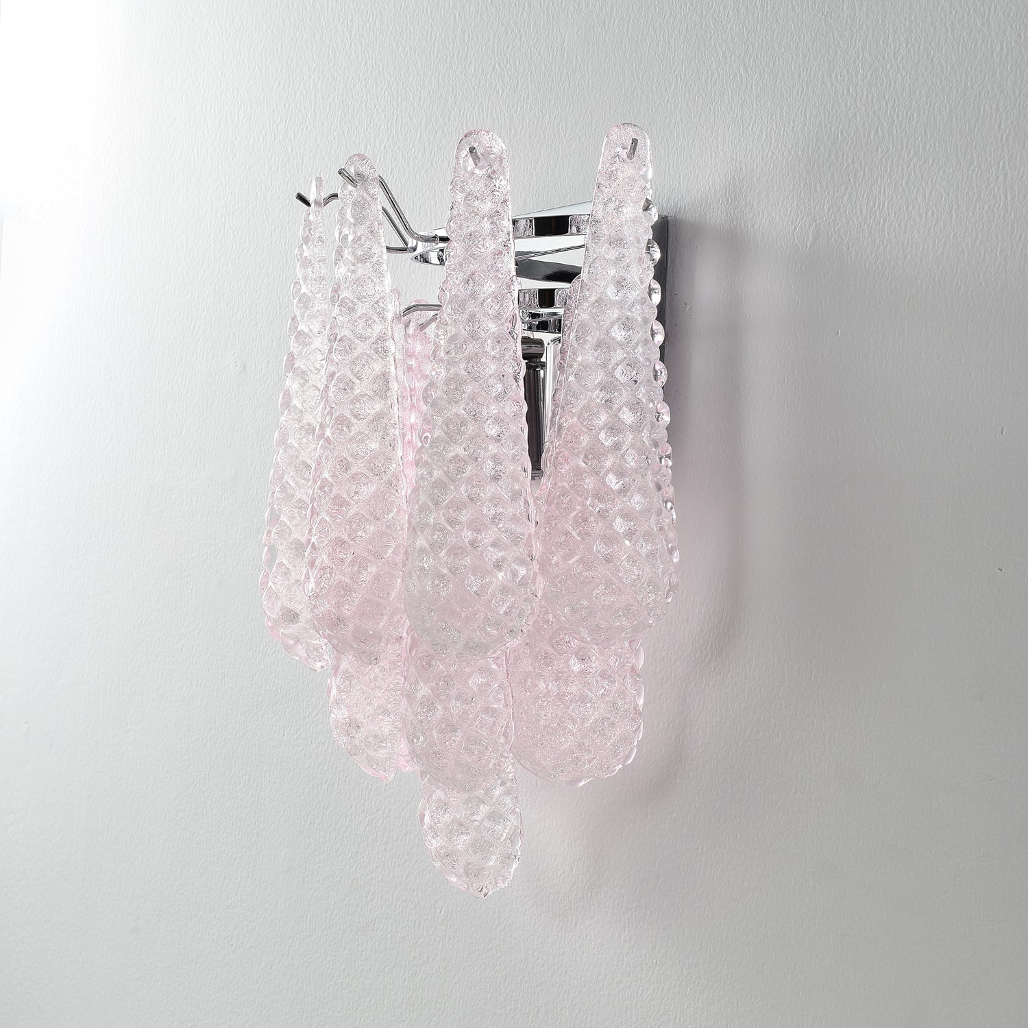 Aurora Wall Sconce Pink Waffle Glass Modern
