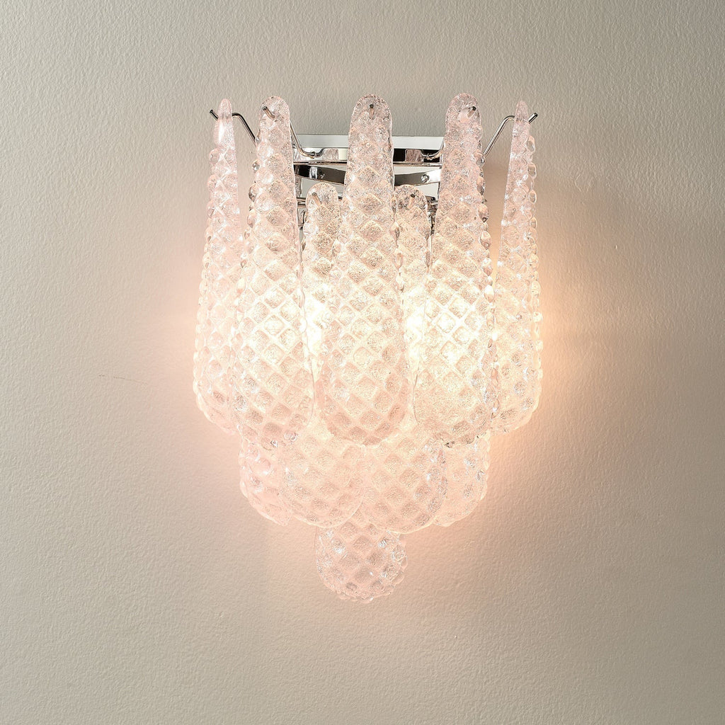 Aurora Wall Sconce Pink Waffle Glass Modern