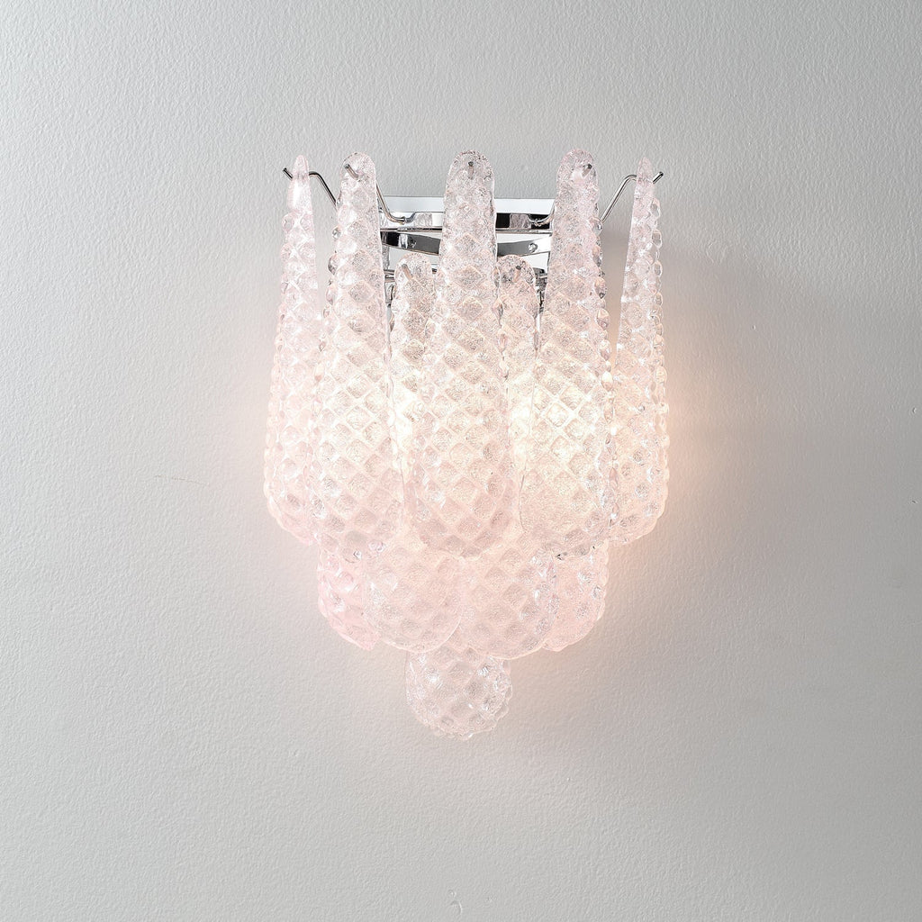 Aurora Wall Sconce Pink Waffle Glass Modern