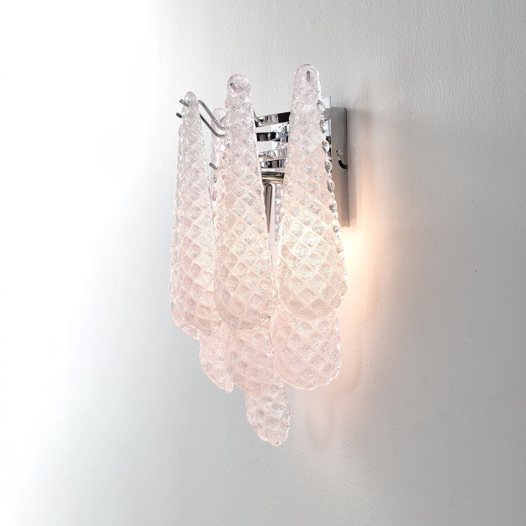 Aurora Wall Sconce Pink Waffle Glass Modern