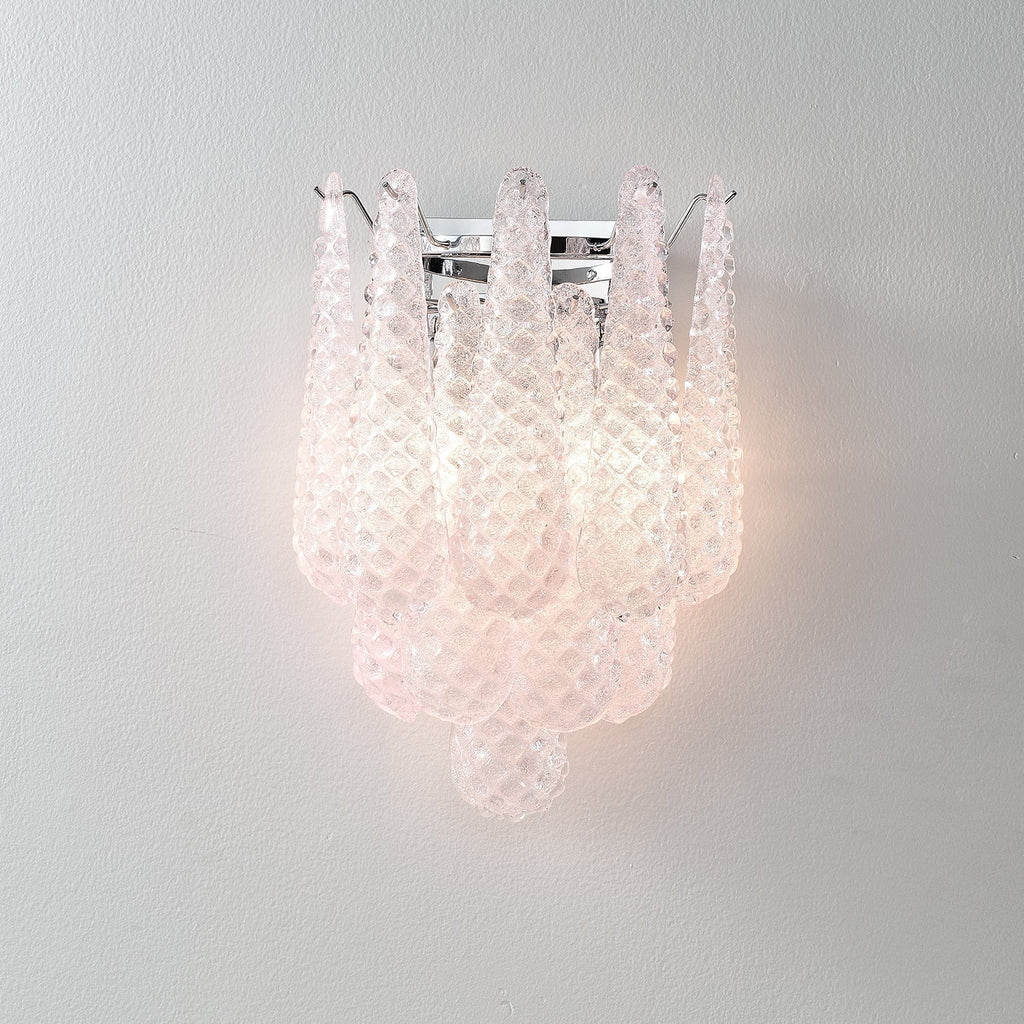 Aurora Wall Sconce Pink Waffle Glass Modern